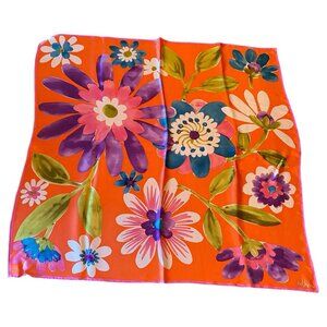 Vena Colorful Floral Silk Scarf Lightweight 34x35